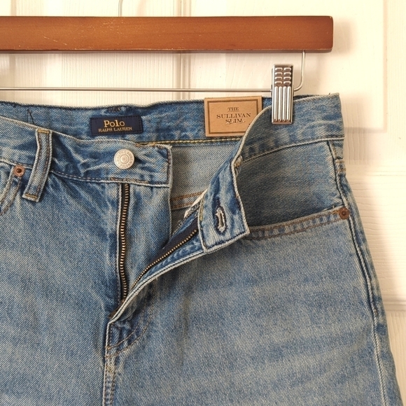 Polo Ralph Lauren The Sullivan Slim Classic Medium Wash Raw Hem Jean Shorts 18 - Picture 3 of 12